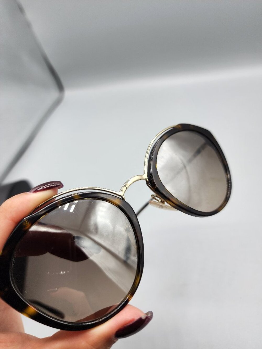 Prada Tortoiseshell Double Bridge Aviator Sunglasses PR 18US Case